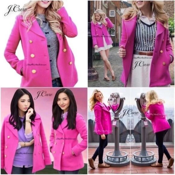 J. CREW Stadium Cloth Majesty Double Breasted Pea Coat - Picture 5 of 13